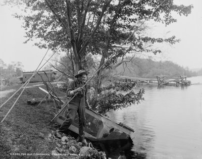 Der alte Fischer, Cranberry Lake, N.J., ca. 1900 von Detroit Publishing Co.